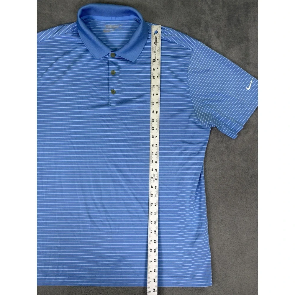 Nike Golf Tour Performance Polo Shirt Mens XL Blue Striped Dri Fit‎ Short Sleeve